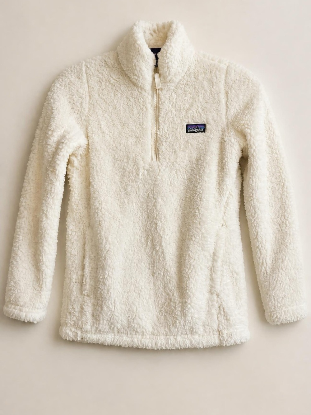 Girls Patagonia White Sherpa Half-Zip Turtleneck Pullover